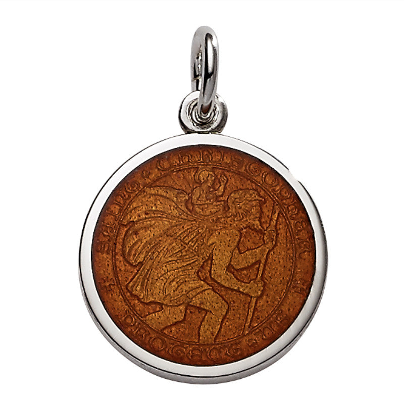 Sterling Silver Enamel St. Christopher Round Medal
