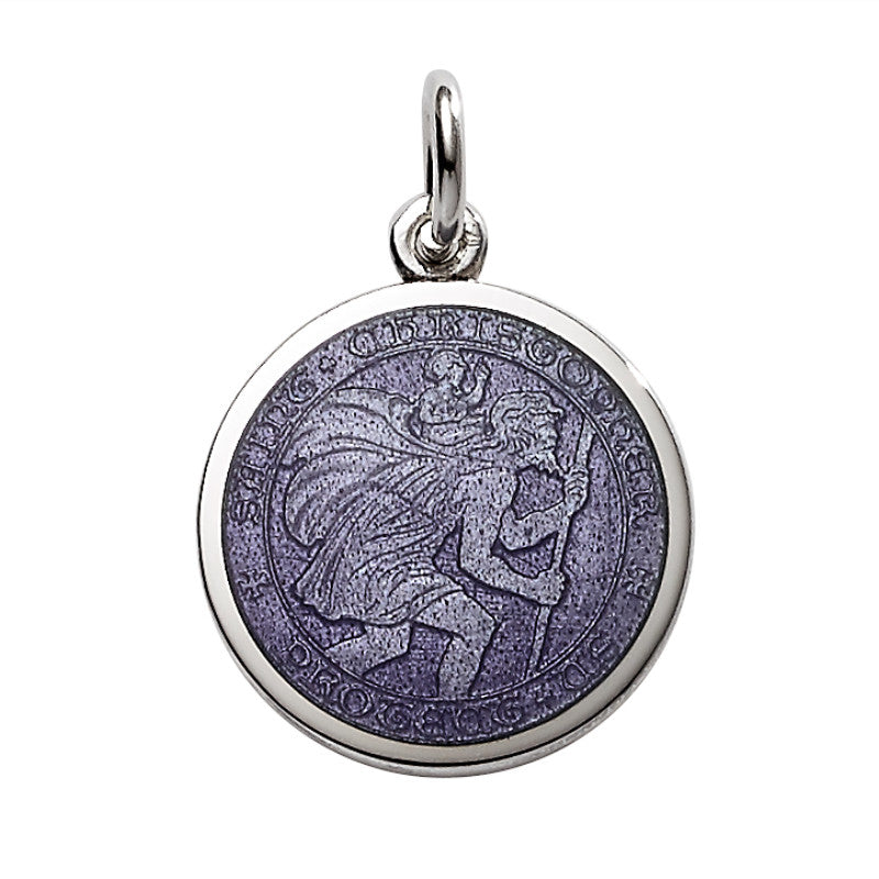 Sterling Silver Enamel St. Christopher Round Medal
