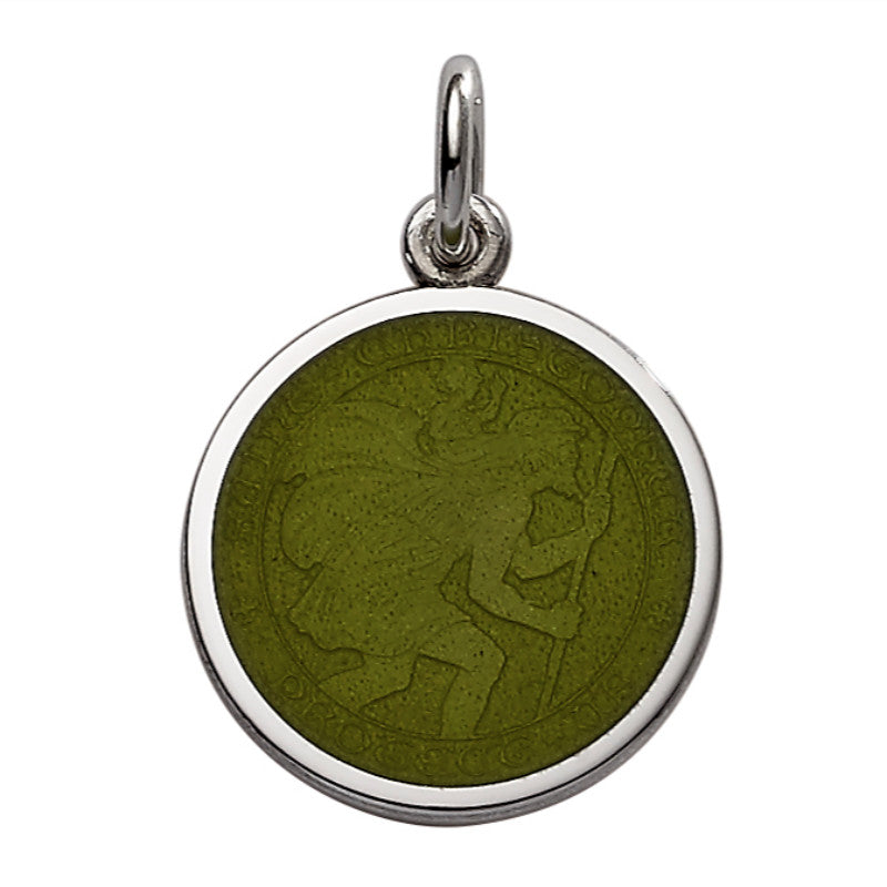 Sterling Silver Enamel St. Christopher Round Medal