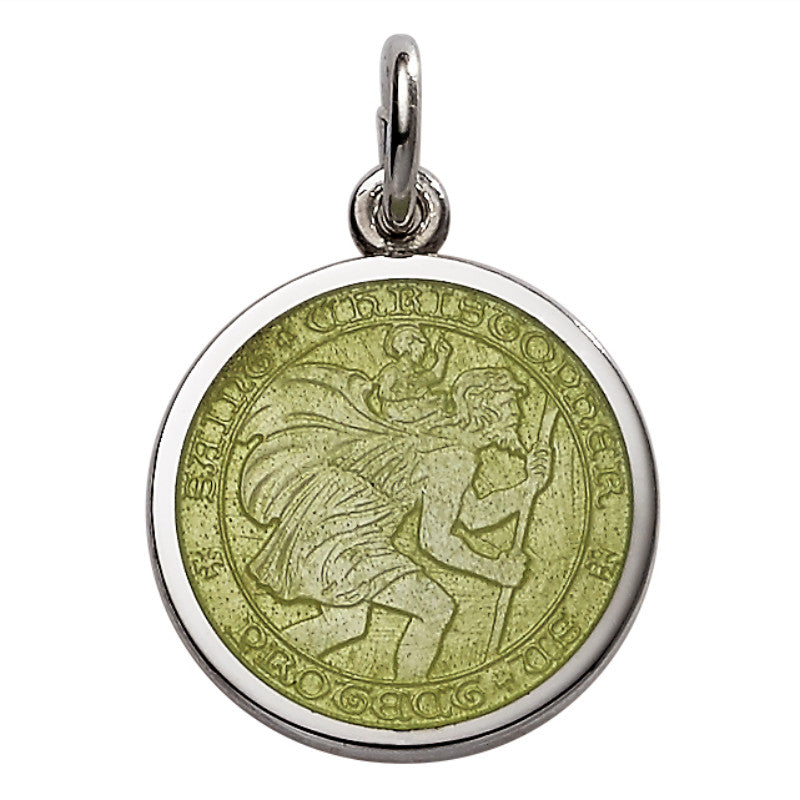 Sterling Silver Enamel St. Christopher Round Medal