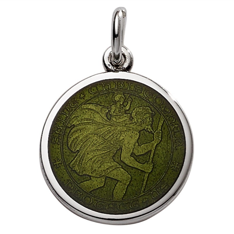 Sterling Silver Enamel St. Christopher Round Medal