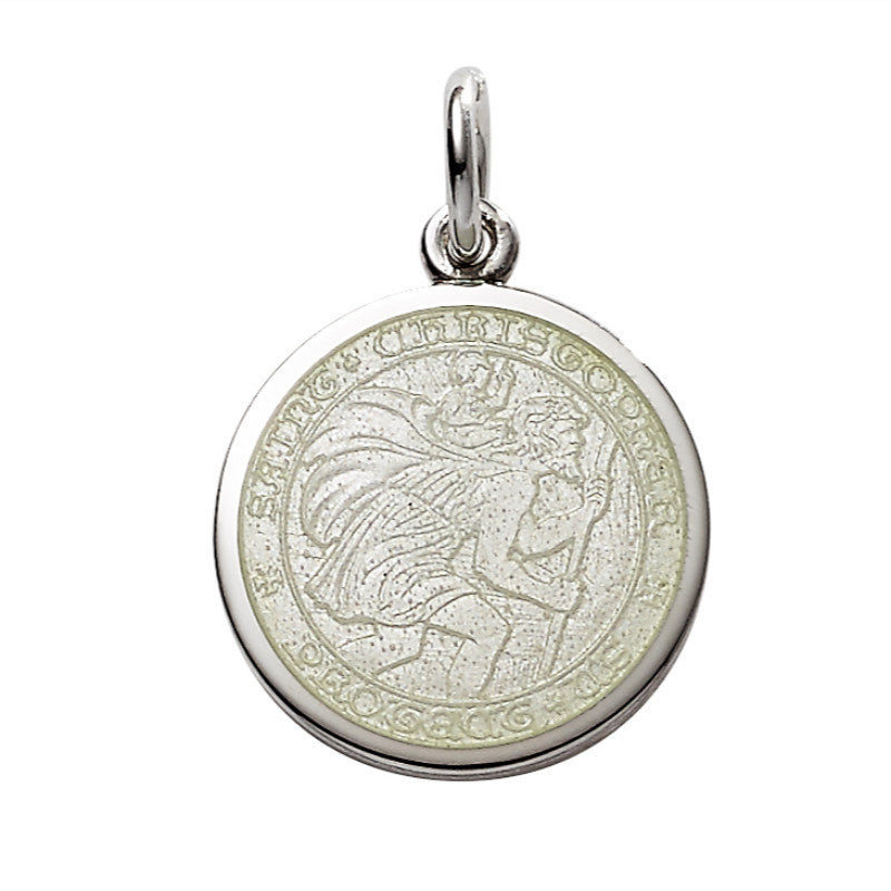 Sterling Silver Enamel St. Christopher Round Medal