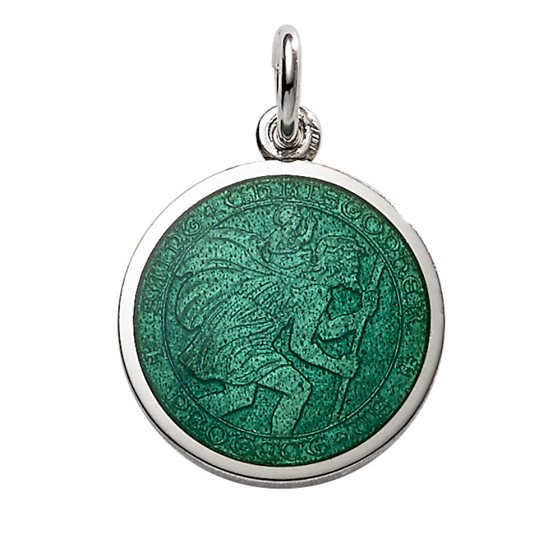 Sterling Silver Enamel St. Christopher Round Medal