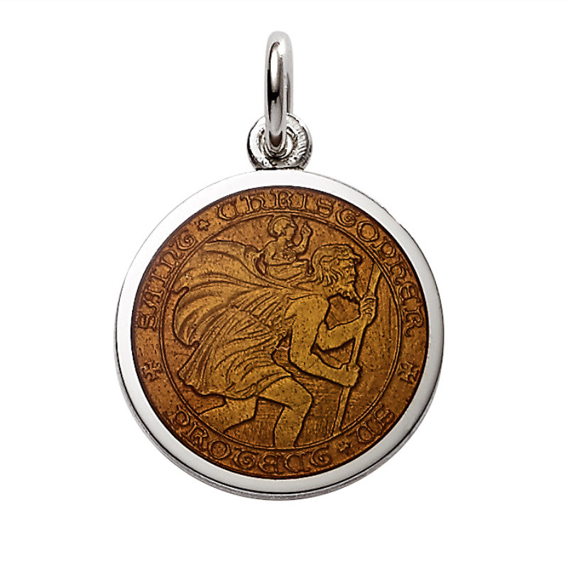 Sterling Silver Enamel St. Christopher Round Medal