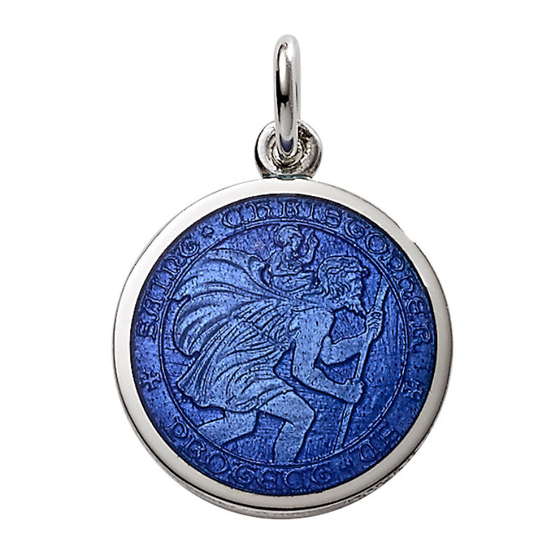 Sterling Silver Enamel St. Christopher Round Medal