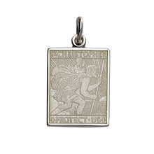 Load image into Gallery viewer, Sterling Silver Enamel St. Christopher Rectangle Medal
