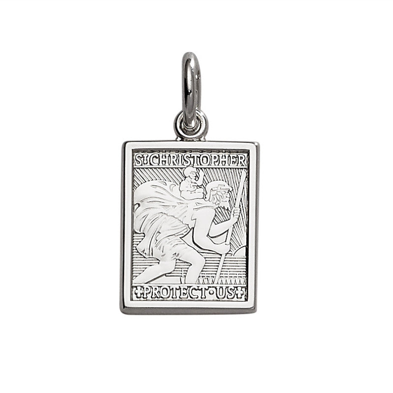Sterling Silver Enamel St. Christopher Rectangle Medal