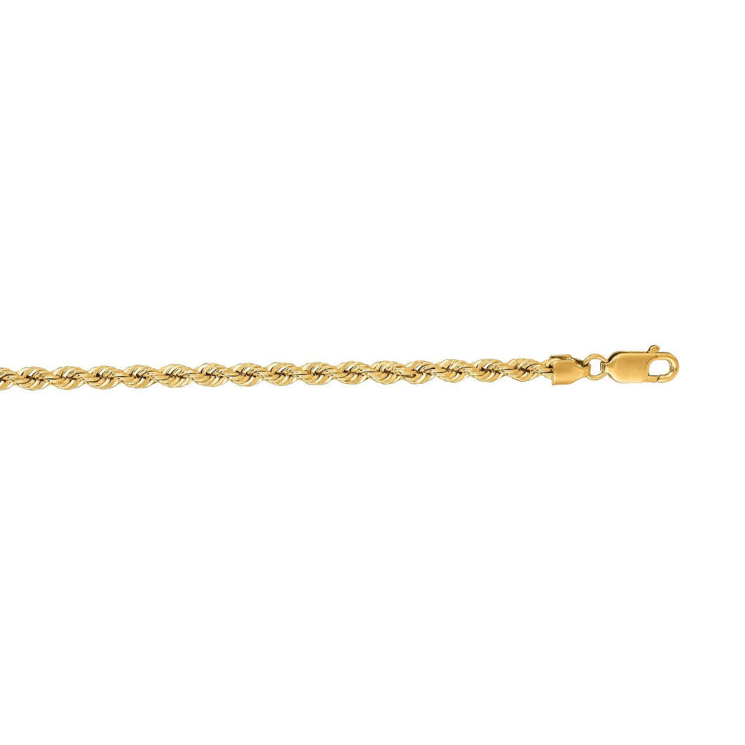 14k Yellow Gold 16.3 Grams 3mm Rope Chain 20 Inch.