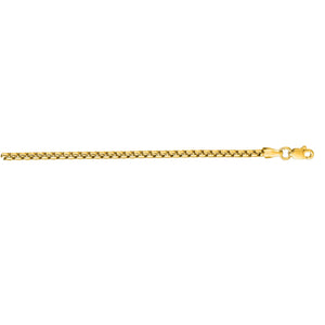 14K Yellow Gold 3.6mm 30.0 Grams Solid Round Box 18 Inches Chain