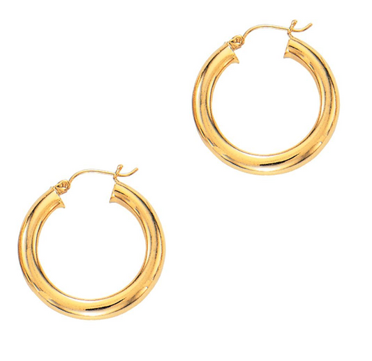 14K Yellow Gold 4.3 Grams 5x30mm Hoop Earring