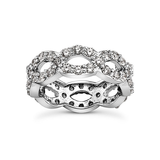 14k White Gold 0.83 Ct Diamond Eternity Open Circle Band