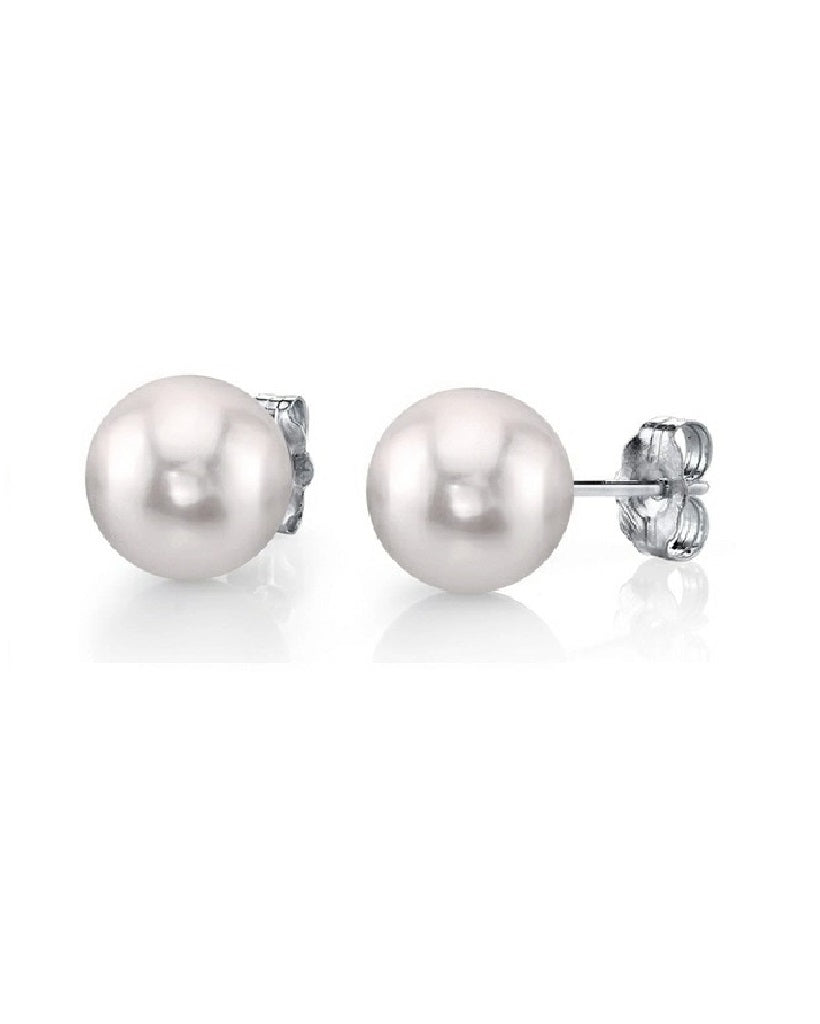 14k White Gold 7.0mm Japanese Culture Pearl Stud Earring, available in White and Yellow Gold