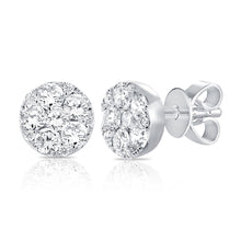 Load image into Gallery viewer, 14k 1.18 Ct Diamond Cluster Stud Earring, Available in White, Rose and Yellow Gold.
