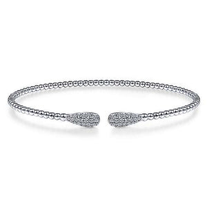 Gabriel 14K Bujukan Bead Cuff Bracelet with 0.31 ct Diamond Pave Teardrops, Available in White, Rose and Yellow Gold