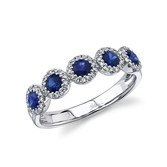 14k Yellow Gold 0.70 Ct Sapphire, 0.20 Ct Diamond Ring