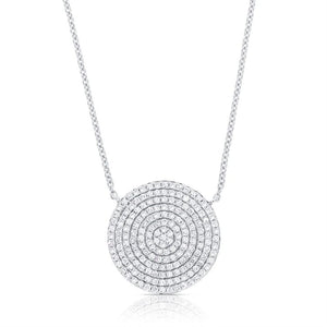 14k Diamond Pave Circle Necklace, Available in White, Rose and Yellow Gold
