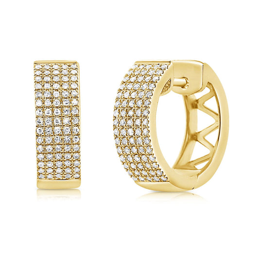 14k Gold 0.30 Carat Diamond Huggie Earrings, Available in White, Rose and Yellow Gold
