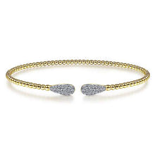 Load image into Gallery viewer, Gabriel 14K Bujukan Bead Cuff Bracelet with 0.31 ct Diamond Pave Teardrops, Available in White, Rose and Yellow Gold
