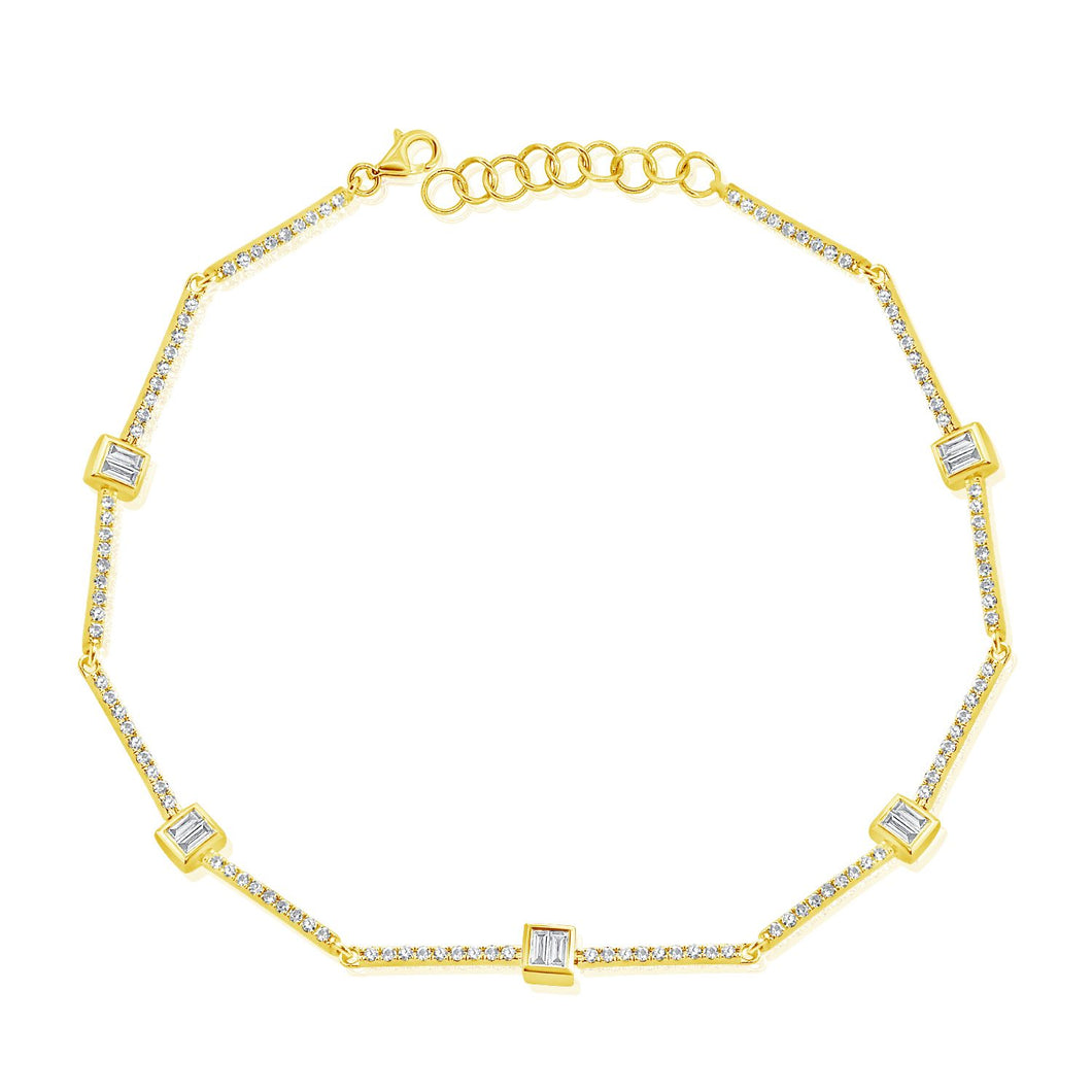 14k 0.25 ct Diamond By The Yard Anklet, six Stations, Available in White and Yellow Gold