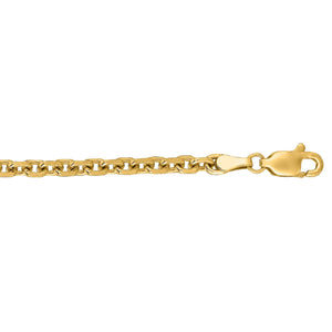 14K Yellow Gold 4mm Diamond Cut Cable Chain with Lobster Lock