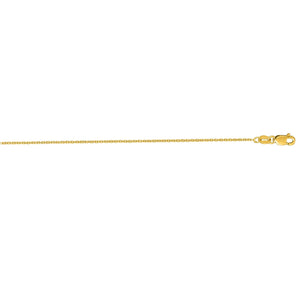 14K Gold 1.1mm Diamond Cut Cable Chain with Lobster Lock, Available in White, Rose and Yellow Gold