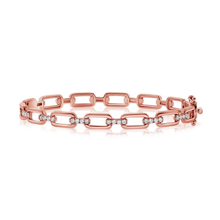 14k Gold 0.42Ct Diamond Bangle Bracelet, available in White, Rose and Yellow Gold