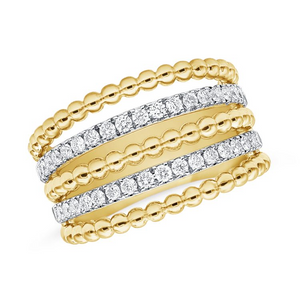 14k Gold 0.60Ct Diamond Multi Row Ring, available in White, Rose and Yellow Gold